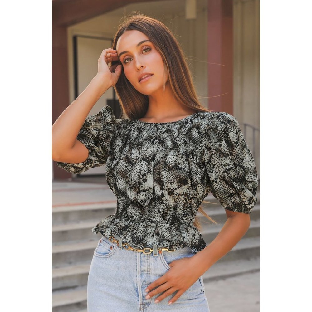 NWT Free People XOXO Smocked Puff Sleeve Top S